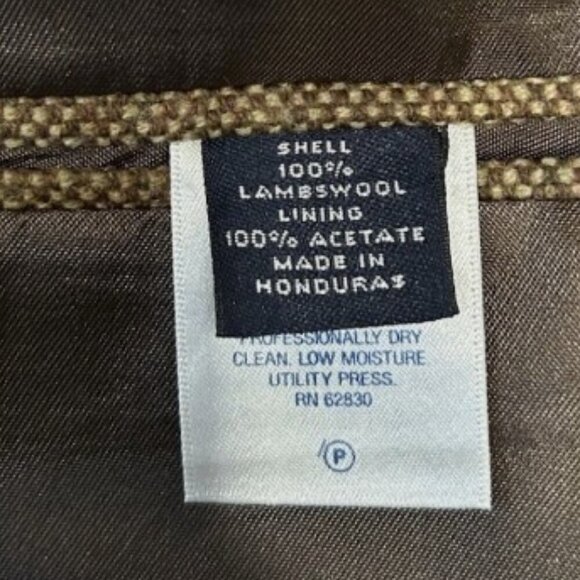 Lands End Blazer 44R Men's Herringbone Tweed Lambswool Lined Pockets Tan Beige - Picture 9 of 11